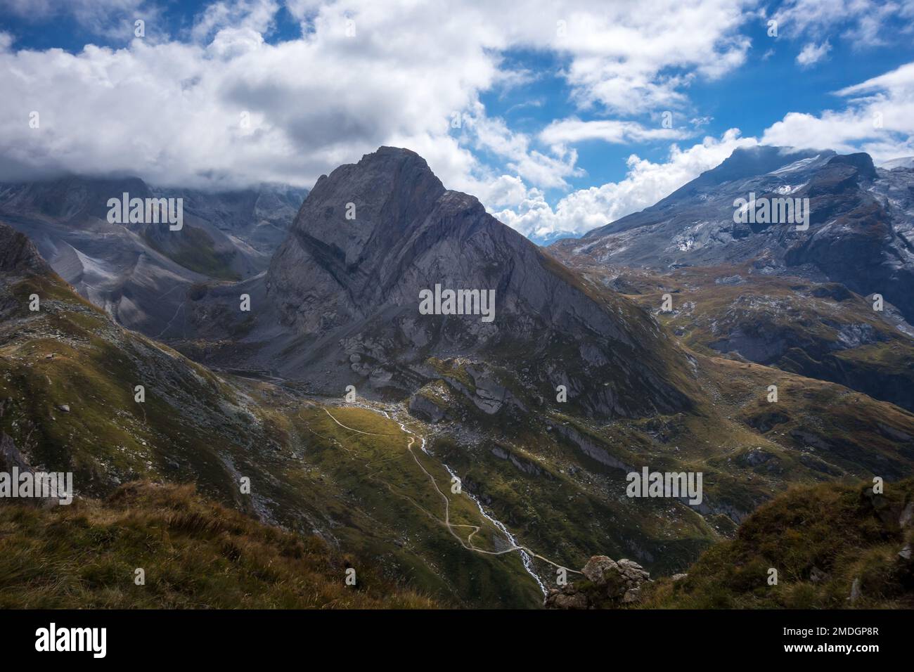 Alpengletscher und Berglandschaft in Pralognan la Vanoise. Französische alpen Stockfoto