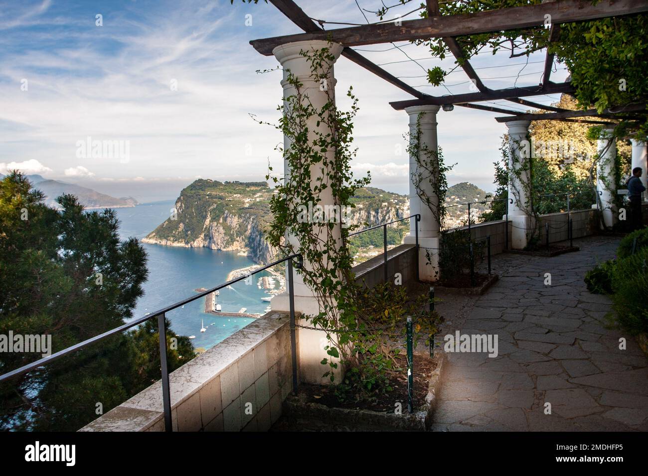 Villa San Michele ist das Lebenswerk des schwedischen Arztes und Autors Axel Munthe (1857-1949) auf der Insel Capri. Es ist von einem Impuls umgeben Stockfoto