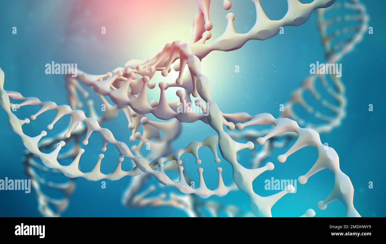 Dna-Gentechnik. Genetik, Wissenschaft, Genom, Medizin, Biologie Konzepte. Science Biotechnology 3D Illustration Stockfoto