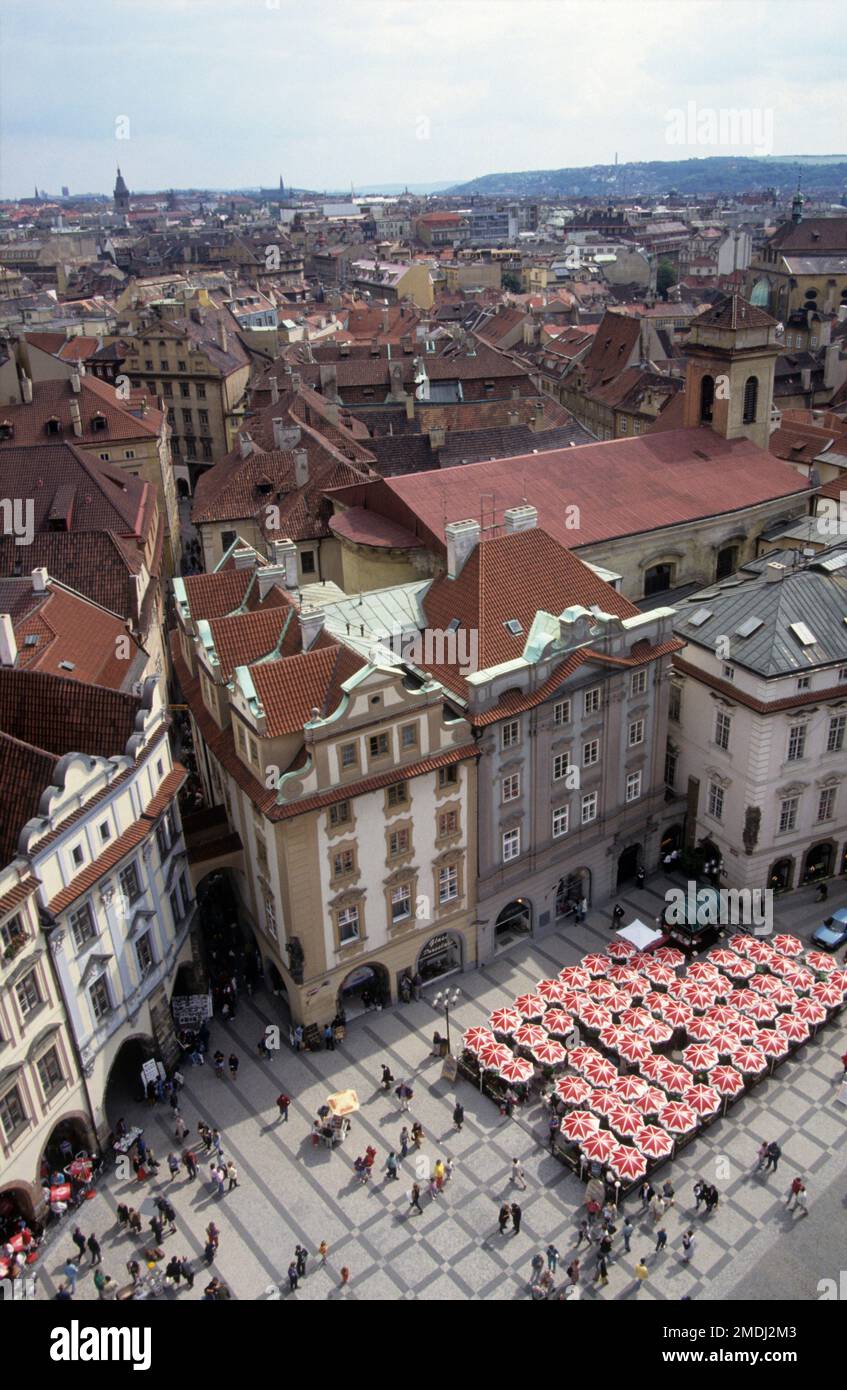 CZ, Prag, Blick über den Altstädter Ring vom Uhrturm. Stockfoto