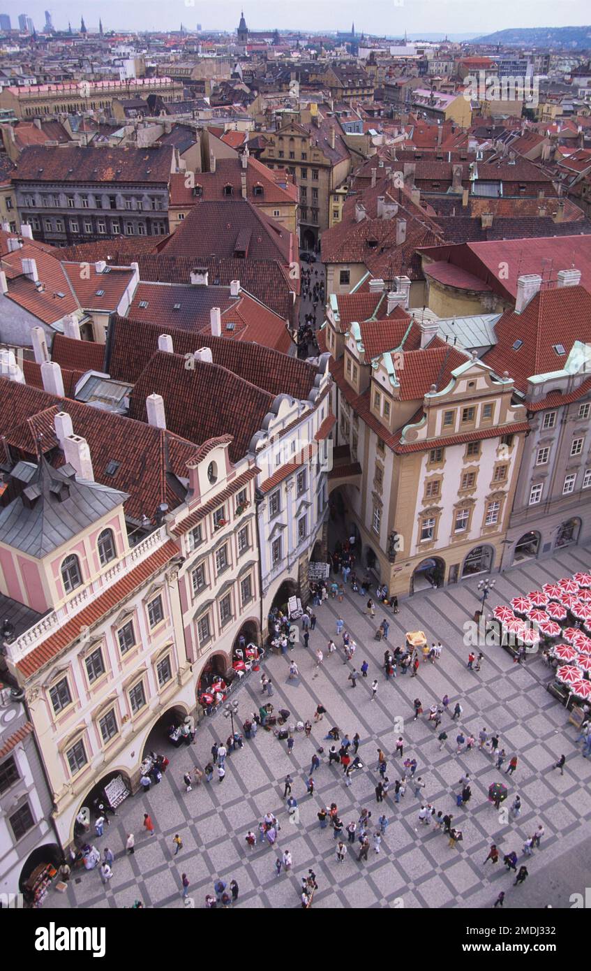 CZ, Prag, Blick über den Altstädter Ring vom Uhrturm. Stockfoto