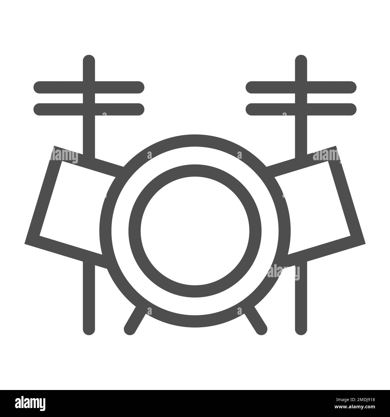 Trommelset-Liniensymbol, Musik und Instrument, Trommelkit-Schild, Vektorgrafiken, ein lineares Muster auf weißem Hintergrund, eps 10. Stock Vektor