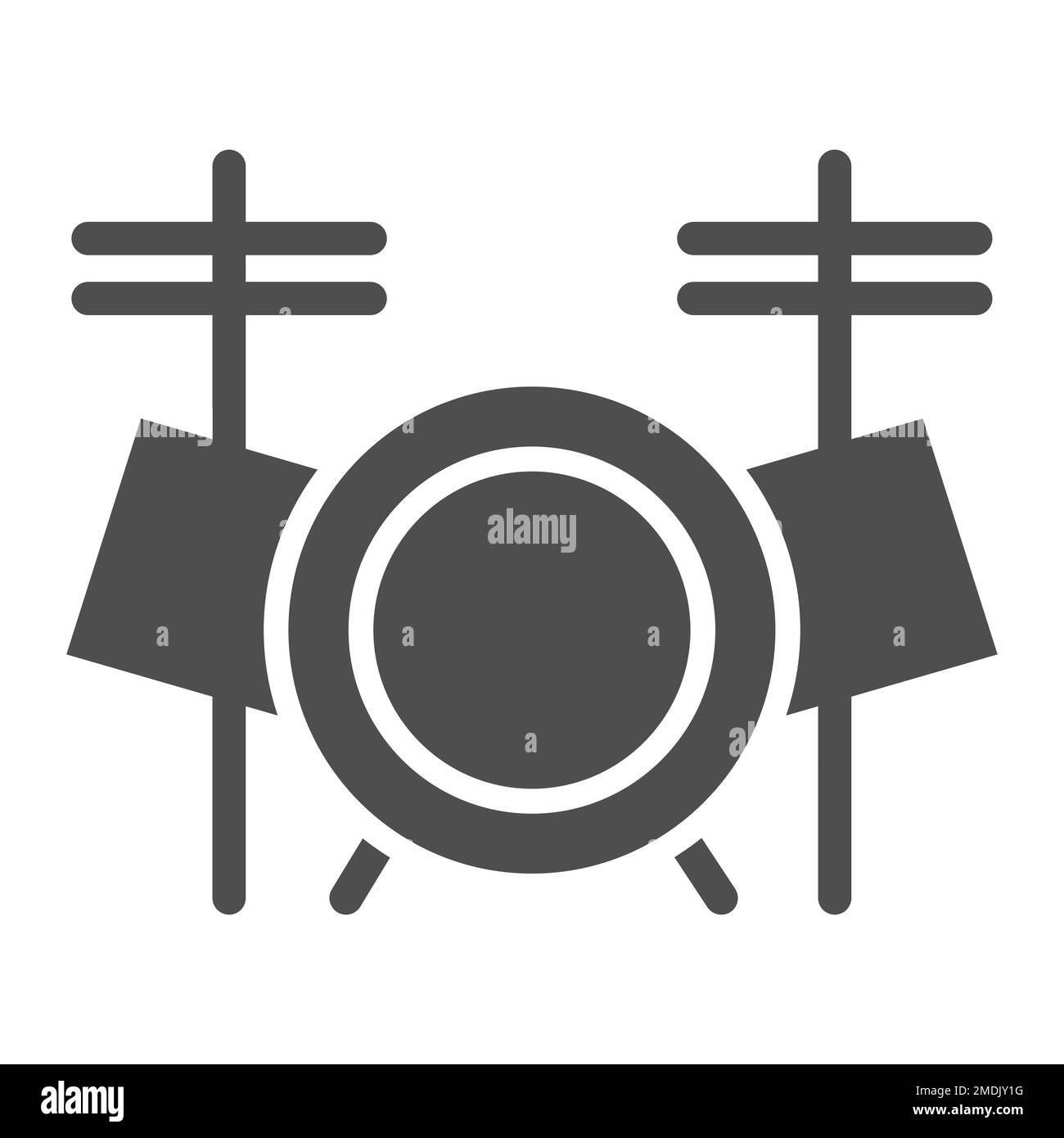Trommelset-Glyphe-Symbol, Musik und Instrument, Trommelkit-Schild, Vektorgrafiken, ein ausgefülltes Muster auf weißem Hintergrund, 10. Stock Vektor
