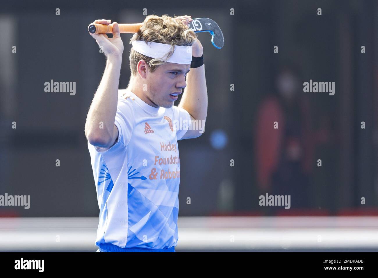 BHUBANESWAR – Derck de Vilder (NED) während des Trainings vor dem Viertelfinale der Eishockey-Weltmeisterschaft in Indien. ANP WILLEM VERNES niederlande raus - belgien raus Stockfoto