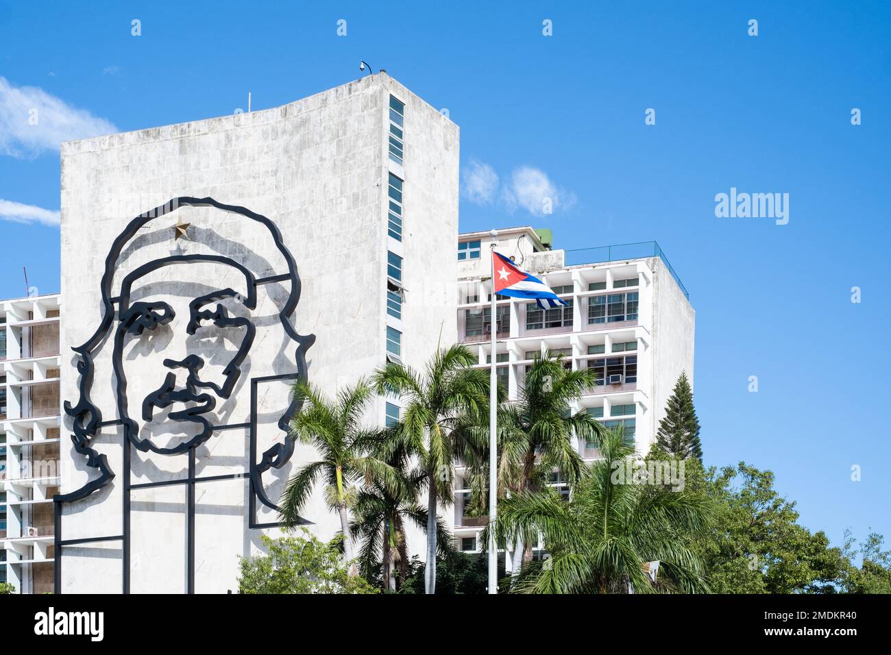 Stahlskulptur von Ernesto Che Guevara auf dem Ministerio del Interior, Innenministerium, Plaza de la Revolución, Revolutionsplatz, Havan Stockfoto