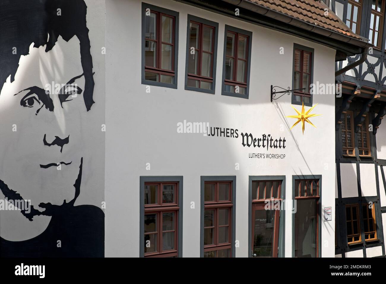 luthers Werkstatt und Lutherhaus in der historischen Altstadt, Europäisches Kulturerbe, Deutschland, Thüringen, Eisenach Stockfoto