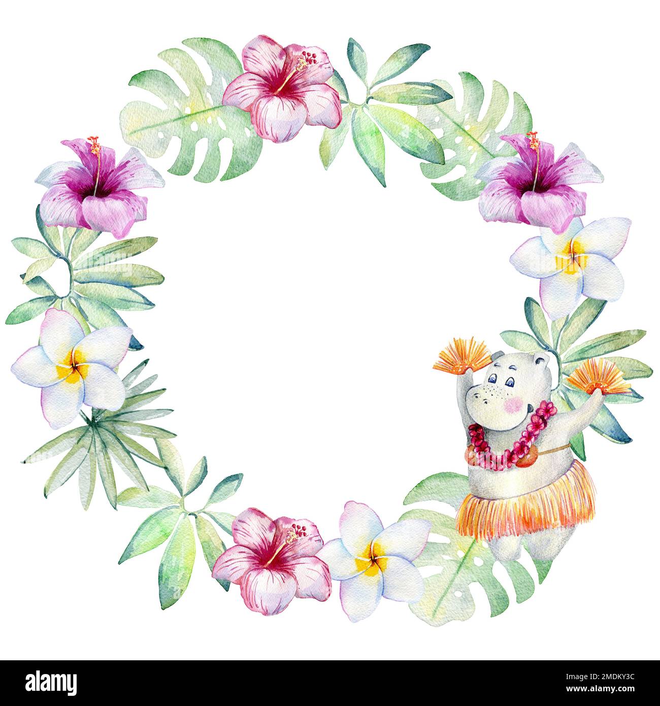 Aquarell tropischen Kranz Stockfoto