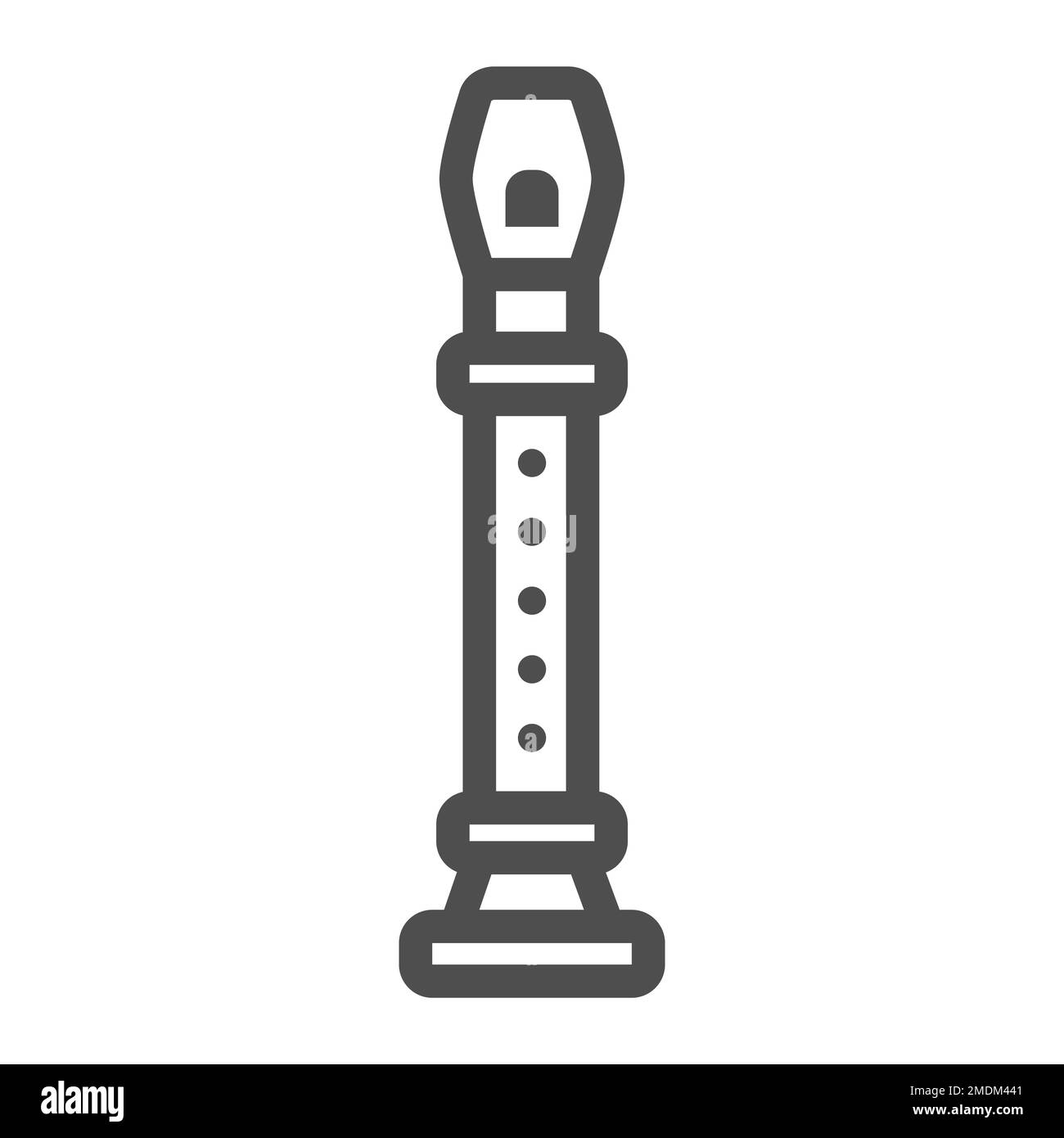 Flötensymbol, Musical und Instrument, Holzwindzeichen, Vektorgrafiken, ein lineares Muster auf weißem Hintergrund, eps 10. Stock Vektor