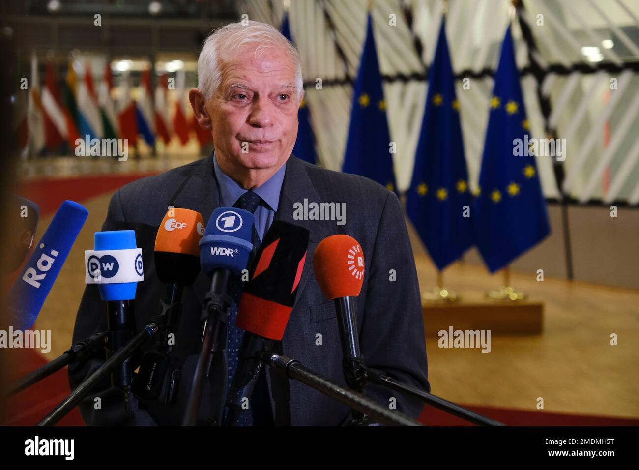 Brüssel, Belgien. 23. Januar 2023. Josep BORRELL FONTELLES, EU-Vertreter, kommt am 23. Januar 2023 zu einem Treffen der EU-Außenminister in Brüssel, Belgien. Kredit: ALEXANDROS MICHAILIDIS/Alamy Live News Stockfoto