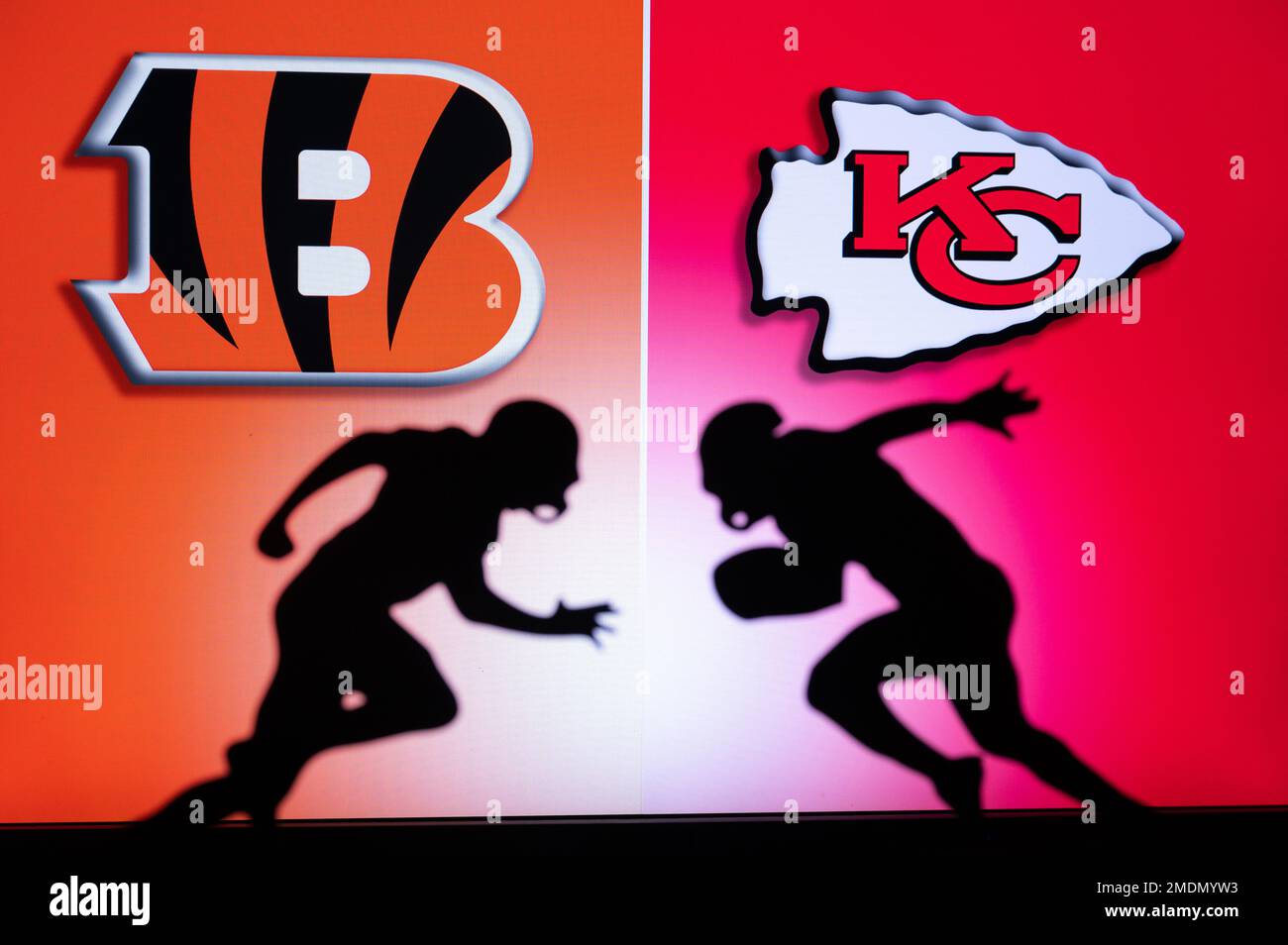 KANSAS, USA, 23. JANUAR 2023: Cincinnati Bengals vs. Kansas City Chiefs. NFL Conference Championship. AFC-Meisterschaftsspiel Stockfoto