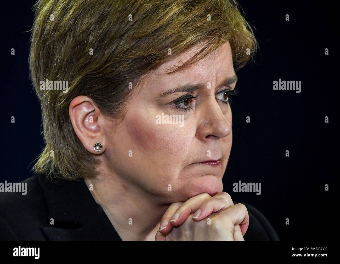 Erster Minister Schottlands, Nicola Sturgeon, während einer Pressekonferenz zu Fragen der schottischen Regierung, im St. Andrews House, Edinburgh. Foto: Montag, 23. Januar 2023. Stockfoto