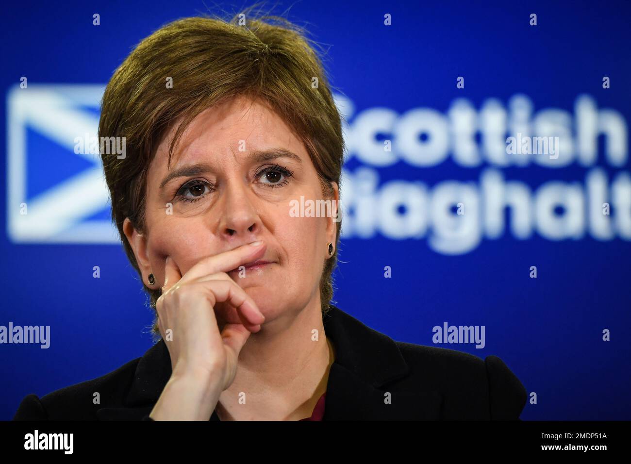 Erster Minister Schottlands, Nicola Sturgeon, während einer Pressekonferenz zu Fragen der schottischen Regierung, im St. Andrews House, Edinburgh. Foto: Montag, 23. Januar 2023. Stockfoto