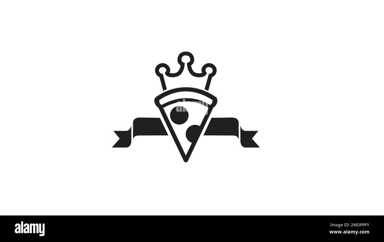 Kreative schwarze Pizza Krone Logo Vektordesign Illustration Stock Vektor