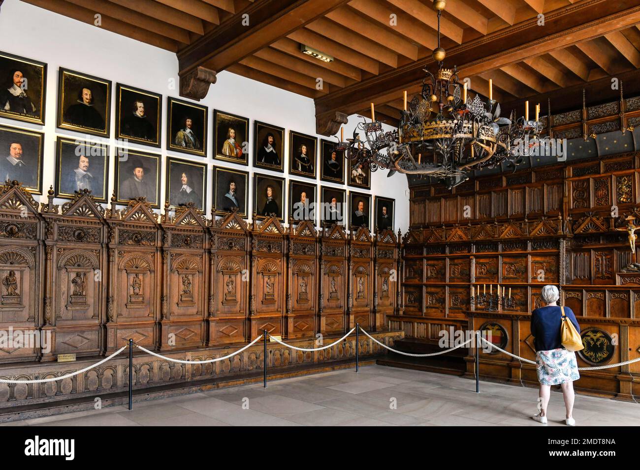 Friedenssaal, Historisches Rathaus, Prinzipalmarkt, Münster, Nordrhein-Westfalen, Deutschland Stockfoto