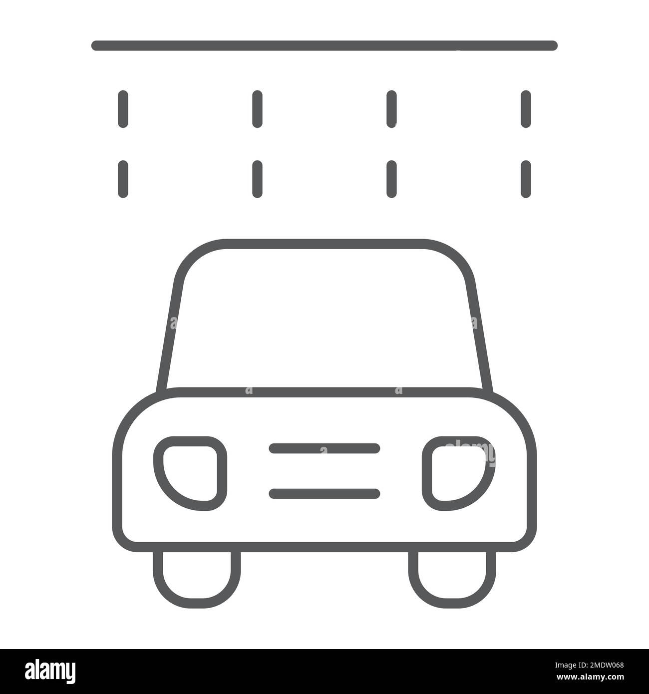 Autowaschanlage dünnes Liniensymbol, Clean and Service, Autozeichen, Vektorgrafiken, ein lineares Muster auf weißem Hintergrund, eps 10. Stock Vektor