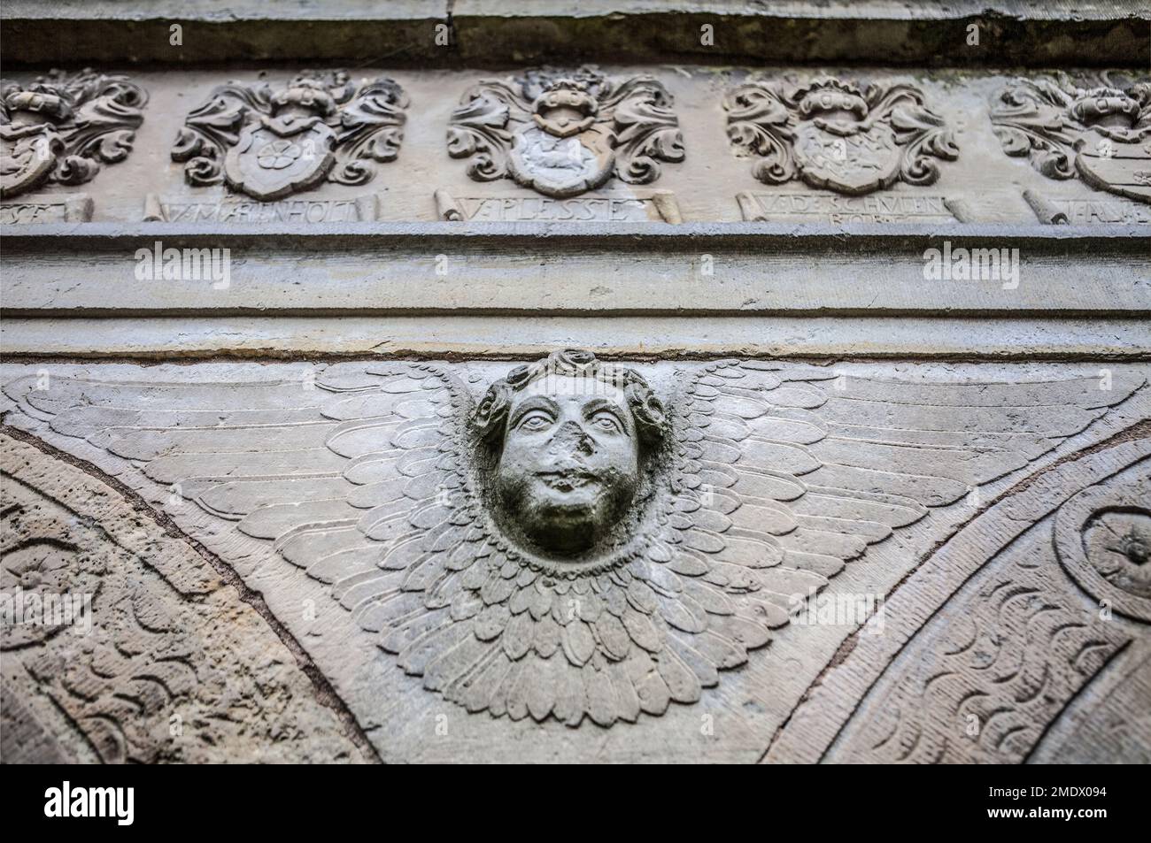 Angel im Mausoleum der Barone Münchhausen, Apelern, Niedersachsen, Deutschland Stockfoto