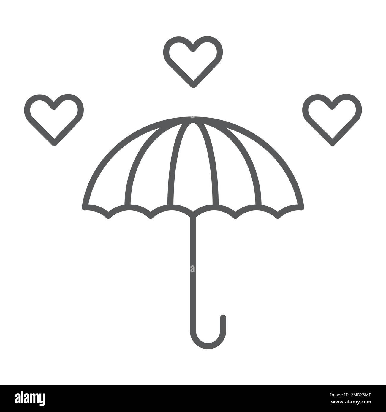 Liebe Regen dünne Linie Symbol, Romantik und valentinstag, Schirmzeichen, Vektorgrafiken, ein lineares Muster auf weißem Hintergrund, eps 10. Stock Vektor
