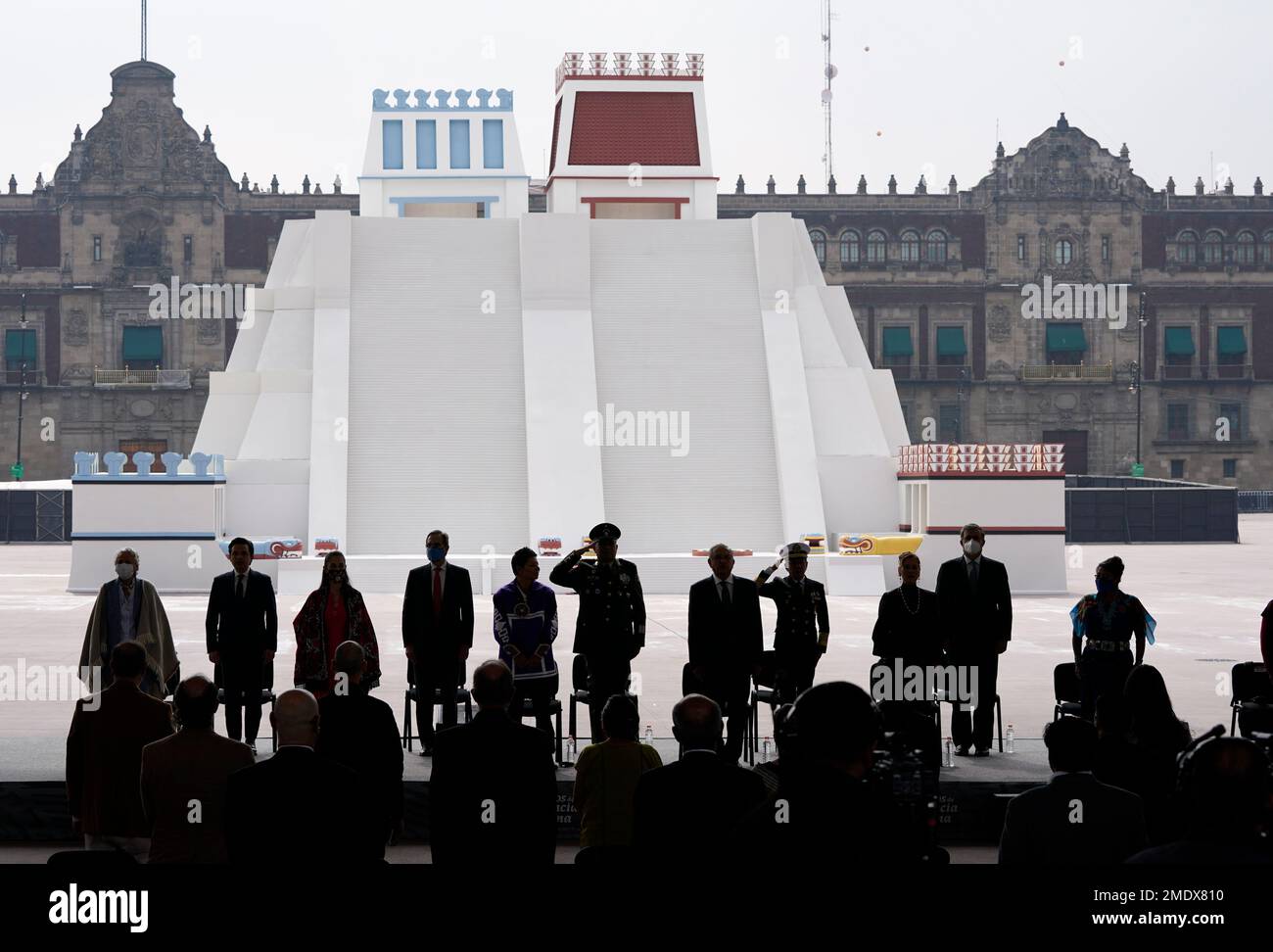 Mexican President Andres Manuel Lopez Obrador, center right, and ...