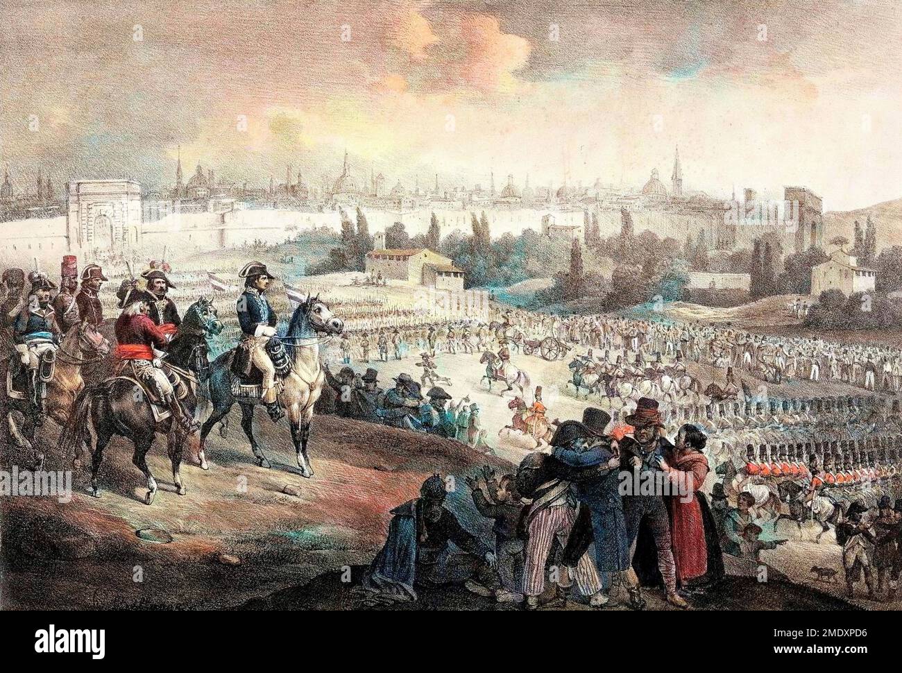 Kampagnen des Jahres 1796 in den französischen Revolutionskriegen - Campagne d'Italie (1796-1797) - Campagne d'Italie : Entree de Napoleon Bonaparte (1769-1821) a Milan le 15/05/1796" Stockfoto
