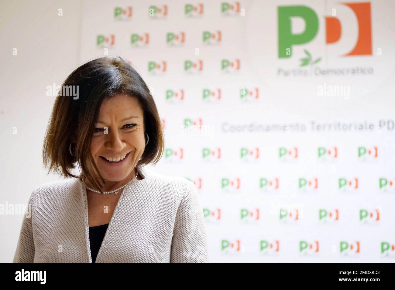 Italien, Arezzo, 23. Januar 2023 : Paola De Micheli stellt ihre Kandidatur als Sekretärin der Demokratischen Partei (Partito Democratico) vor Foto © Daiano Cristini/Sintesi/Alamy Live News Stockfoto