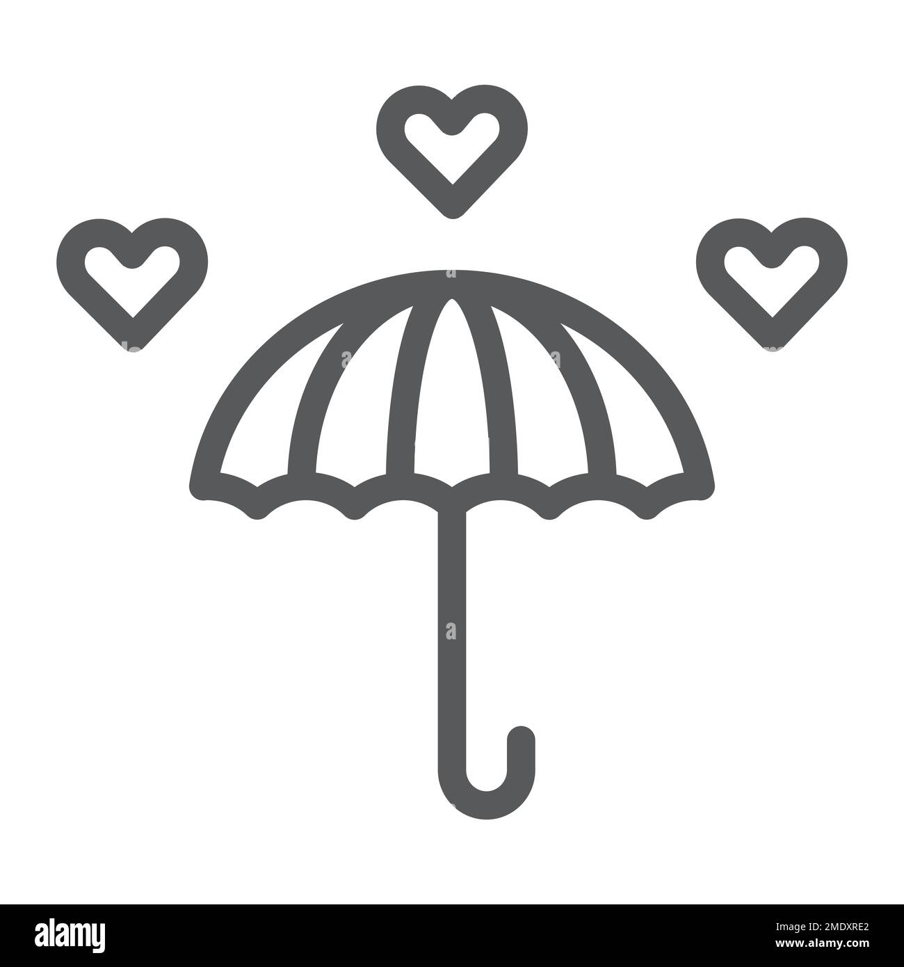 Love Rain Liniensymbol, Romantik und valentinstag, Schirmzeichen, Vektorgrafiken, ein lineares Muster auf weißem Hintergrund, eps 10. Stock Vektor