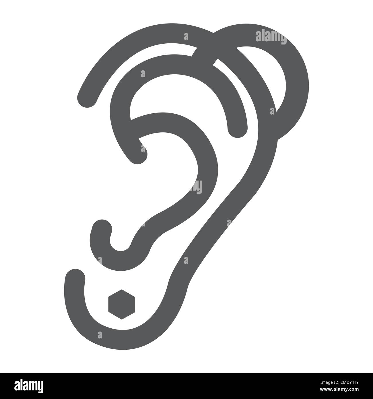 Ohrmuschel-Symbol, Schmuck und Accessoire, durchbohrtes Ohrzeichen, Vektorgrafiken, durchgehendes Muster auf weißem Hintergrund, 10. Stock Vektor