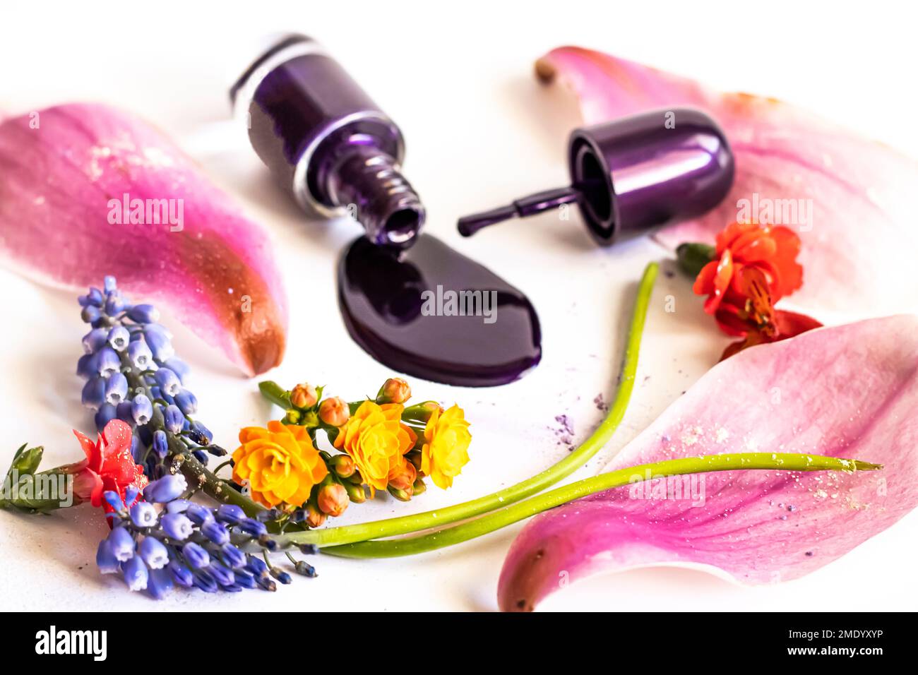 Nagellack mit Blumen Stockfoto