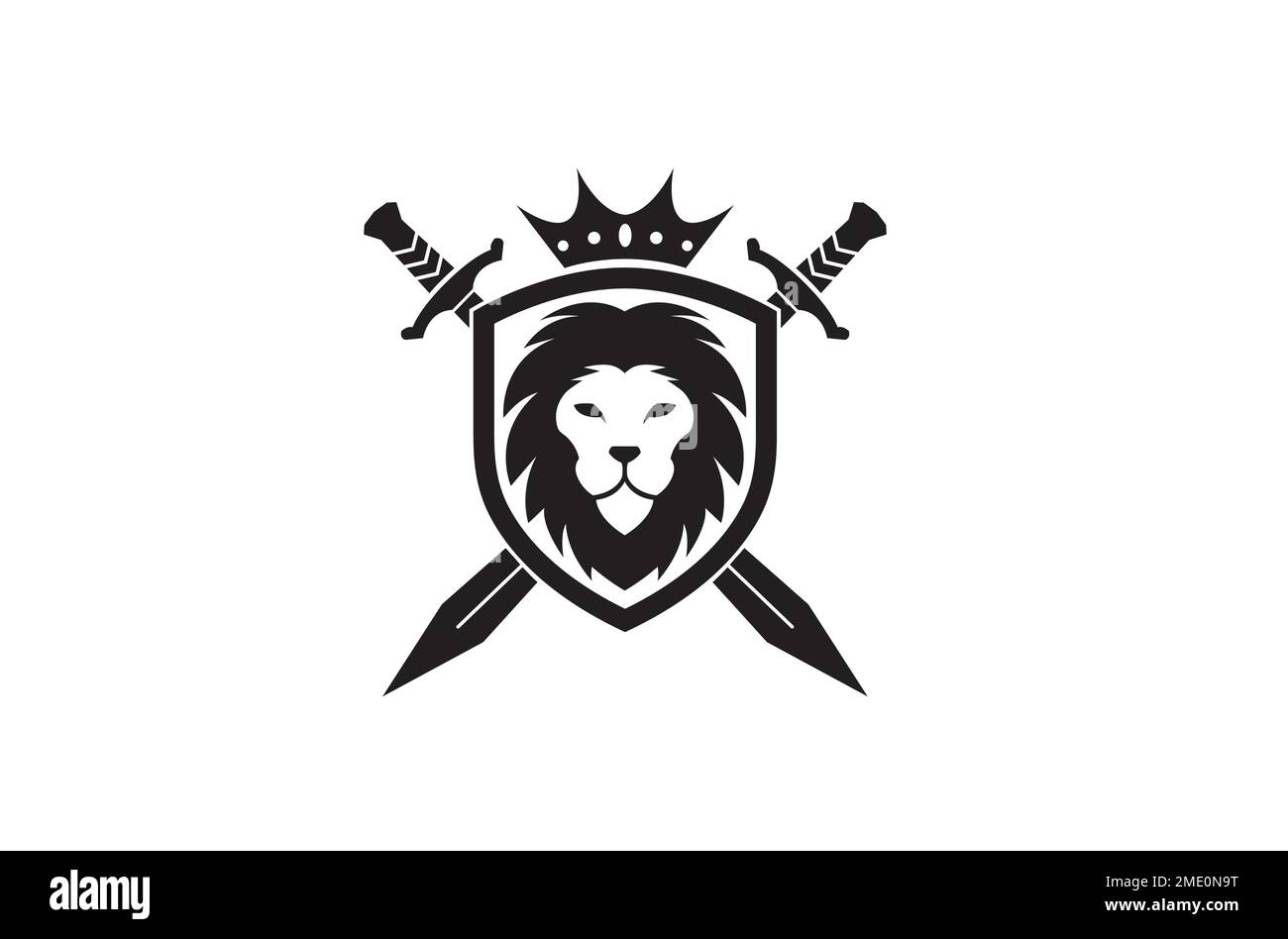 Löwenschild-Schwert-Logo Vektorsymbol-Symbol Stock Vektor
