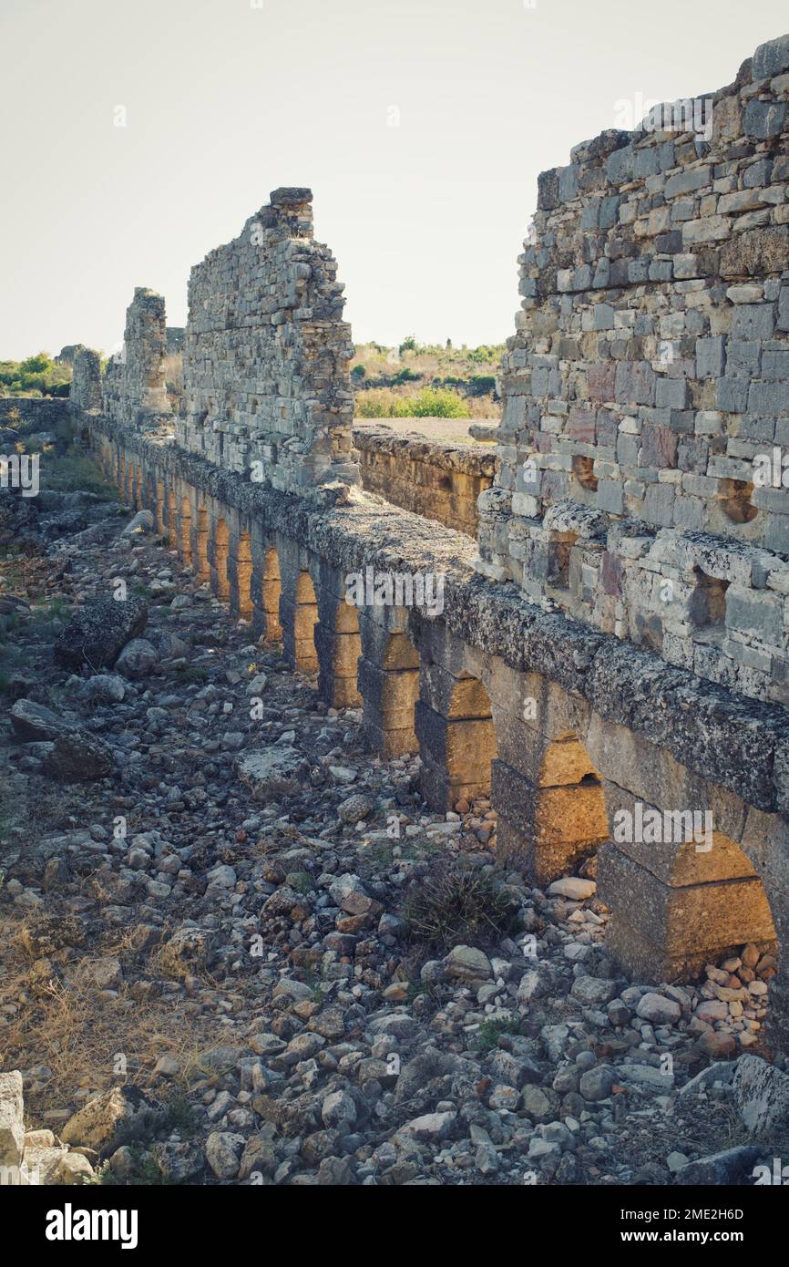 Foto der Ruinen von Aspendos in der Türkei Stockfoto