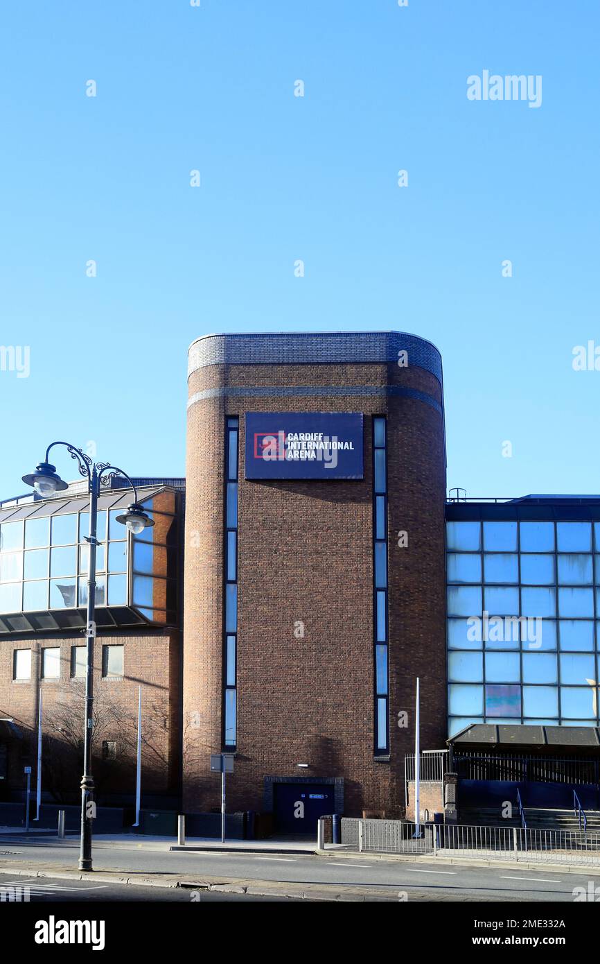Cardiff International Arena (früher Motorpoint Arena), Stand: Januar 2023. Im Winter. Zyl Stockfoto