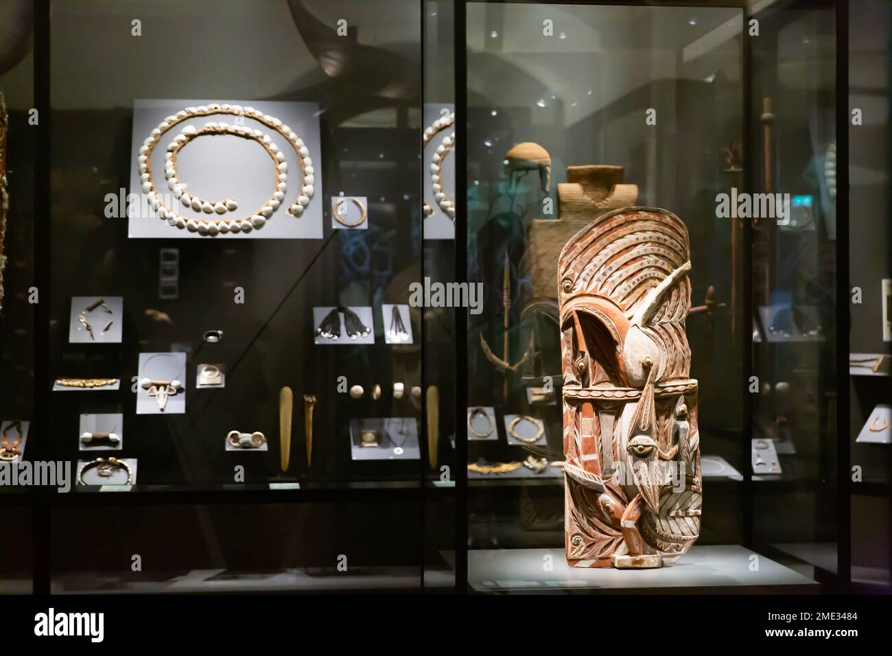 Sammlung von Haushaltsgegenständen und Kultur des Aztekenreiches im Weltmuseum Wien Stockfoto