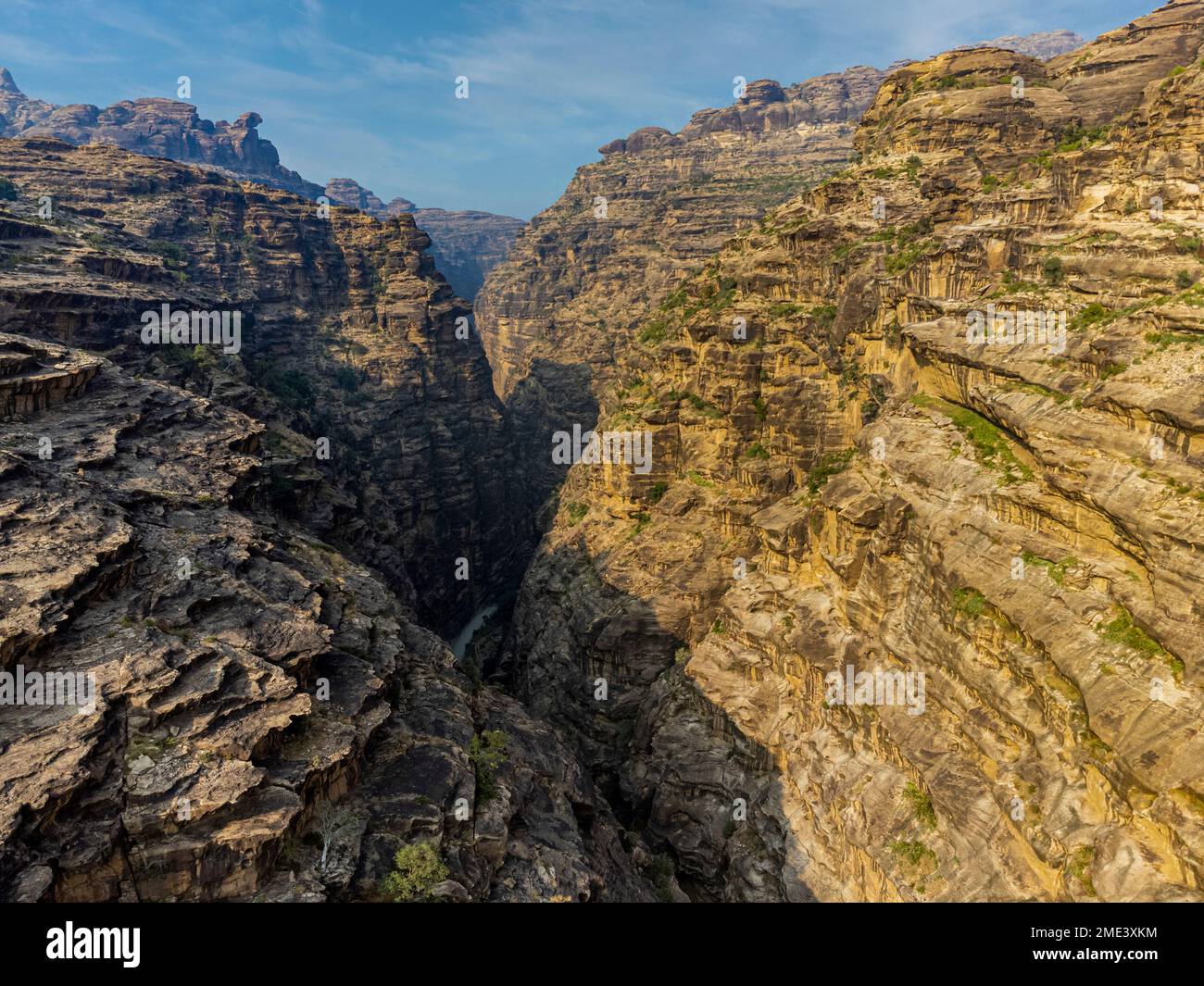 Saudi-Arabien, Blick aus der Vogelperspektive auf den Wadi Lajab Canyon Stockfoto