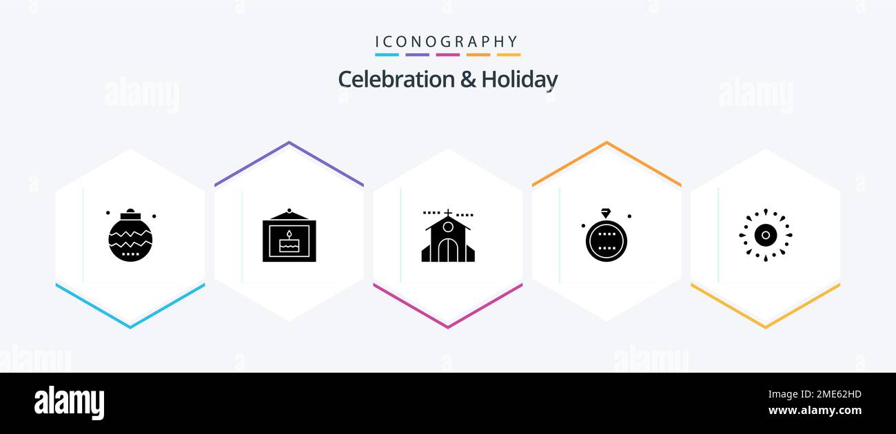 Celebration und Holiday 25 Glyph Icon Pack inklusive Ring. Ereignis. Bild. Feier. Feiertage Stock Vektor