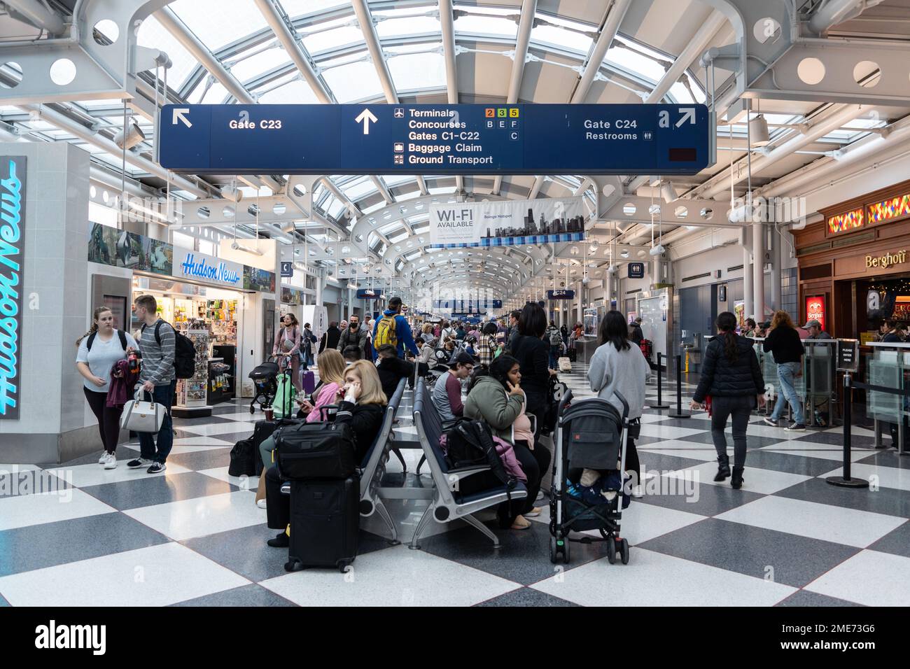 Innenseite des Chicago O'Hare Airport Stockfoto