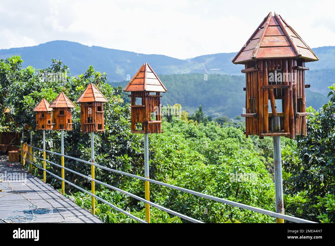 Religiöse Holzdekoration des Buddhismus in Da Lat Vietnam Stockfoto