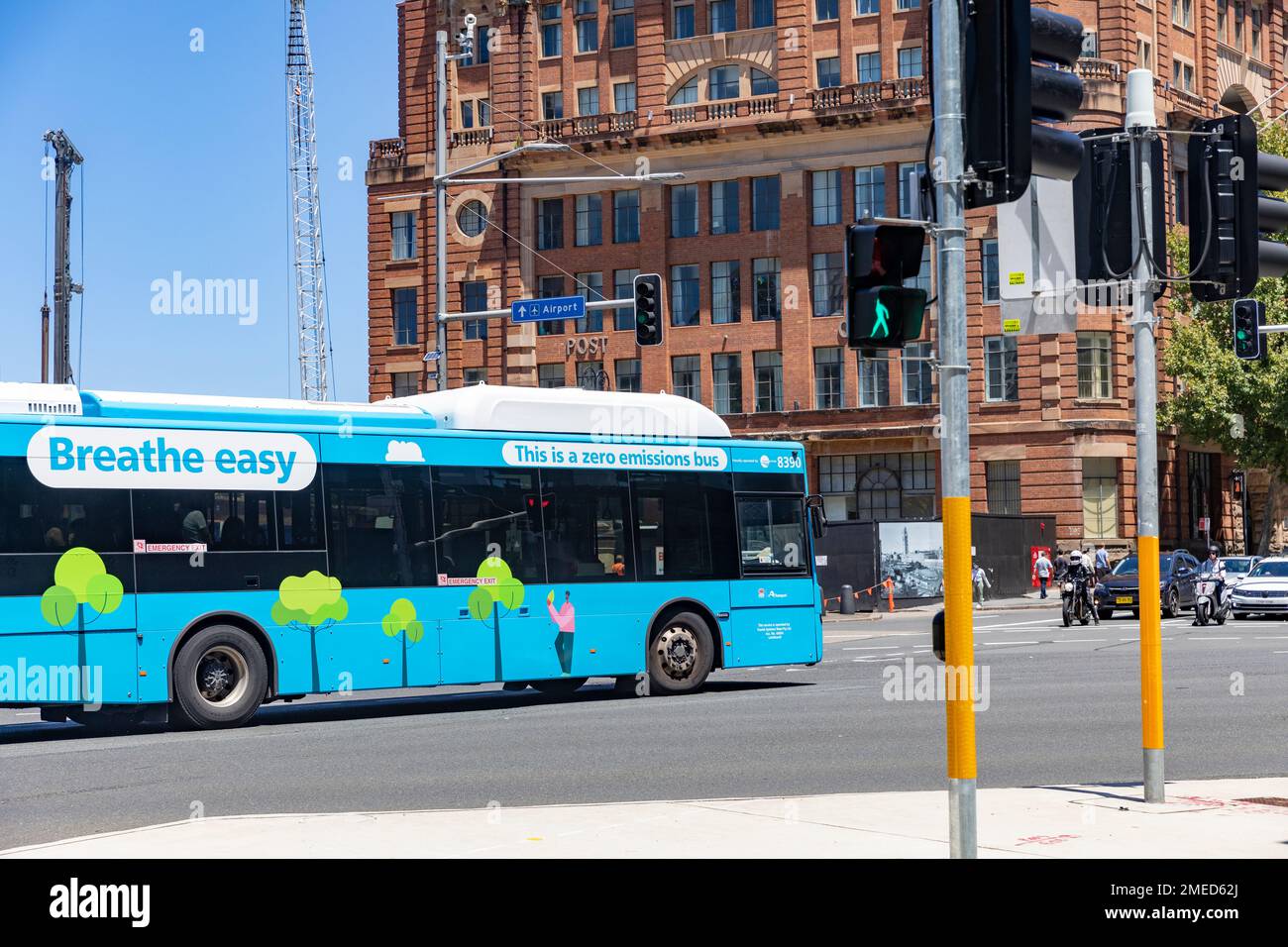 Emissionsfreie Busse Sydney Australia, das NSW-Regierungsprogramm aller emissionsfreien elektrischen Busse, die bis 2035 Diesel- und Wasserstoffbusse ersetzen sollen Stockfoto