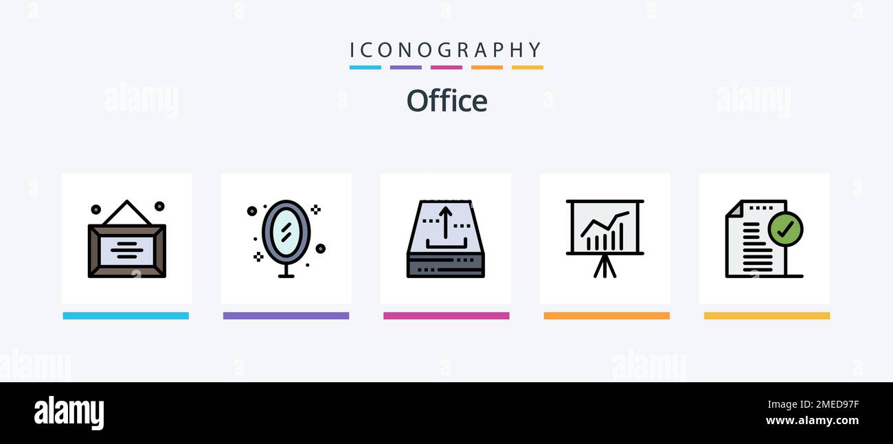 Office Line Filled 5 Icon Pack mit Daunen. Feld. Büro. Archivieren. Büro. Kreatives Symboldesign Stock Vektor