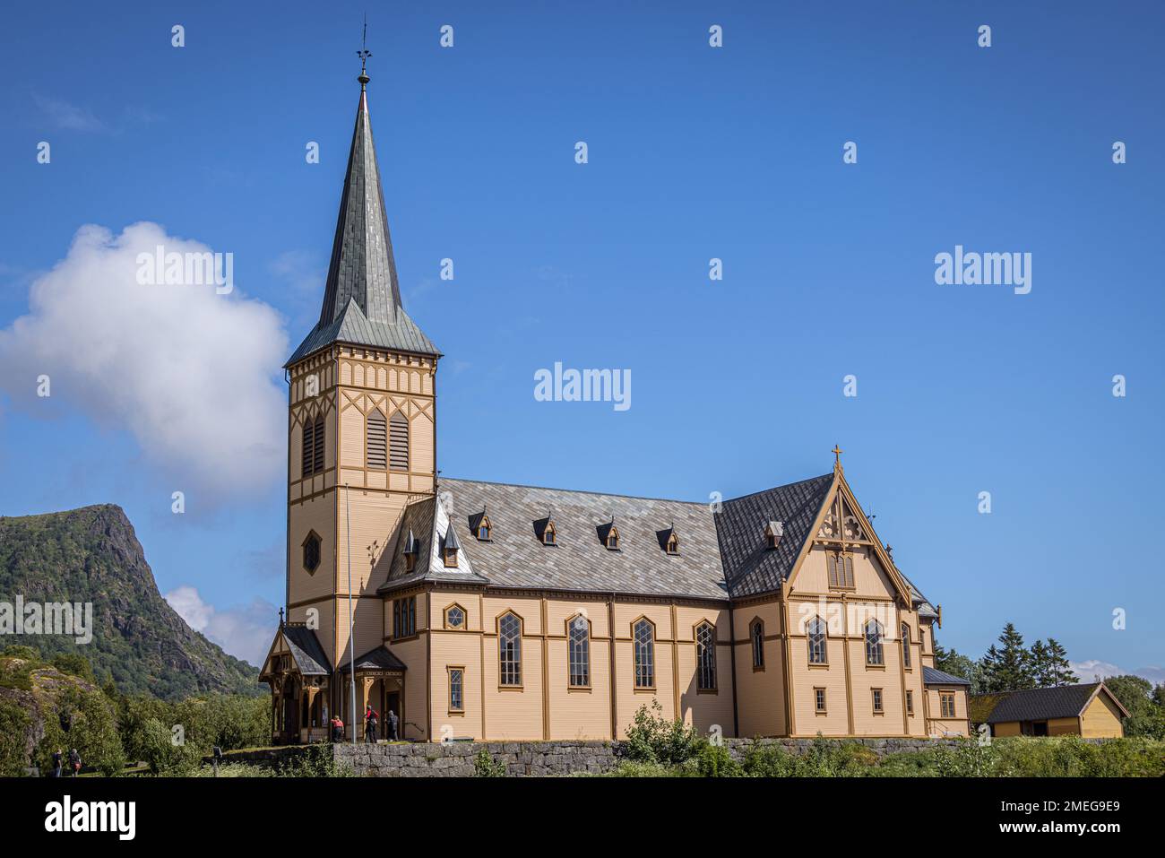 Vågan-Kirche (Vågan Kirke/Lofoten-Kathedrale), Kabelvag, Austvågøya, Lofoten-Inseln, Nordland, Norwegen Stockfoto