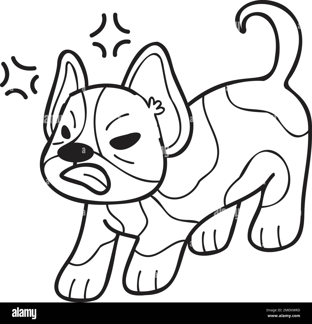 Handgezeichnete französische Bulldoggen-Illustration im Doodle-Stil isoliert im Hintergrund Stock Vektor