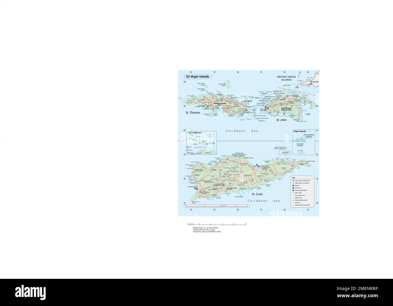 Karte der Jungferninseln Stockfoto