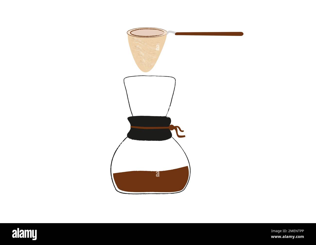 Abbildung einer Kaffeemaschine mit Stoffbrause Stockfoto
