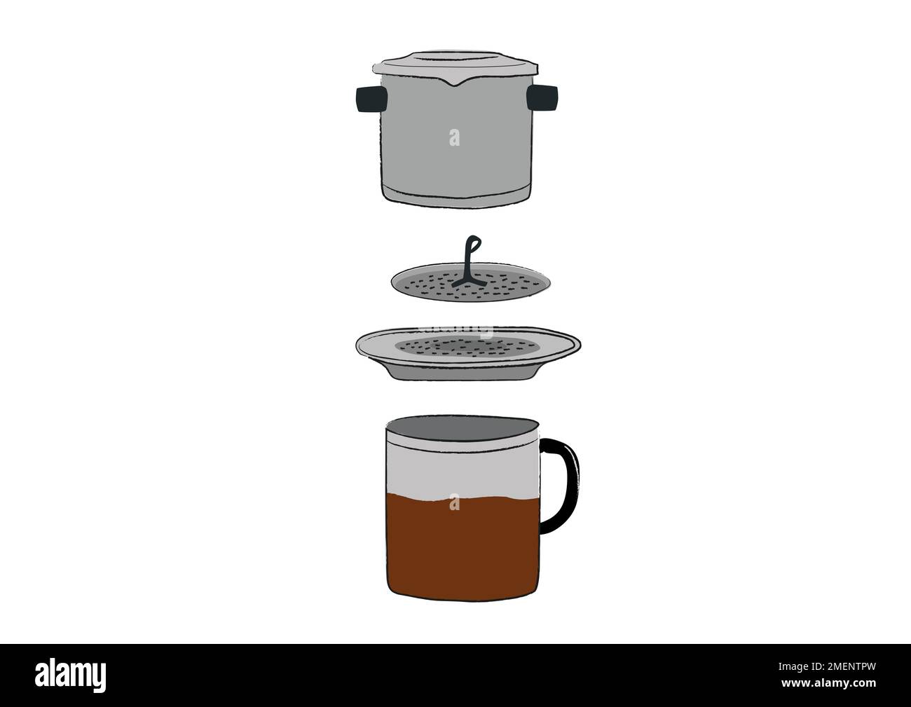 Abbildung einer vietnamesischen phin-Kaffeemaschine Stockfoto Abbildung einer vietnamesischen phin-Kaffeemaschine Stockfoto