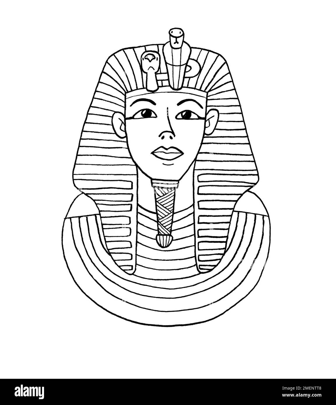 Schwarz-weiße Illustration von Tutanchamuns Begräbnismaske Stockfoto