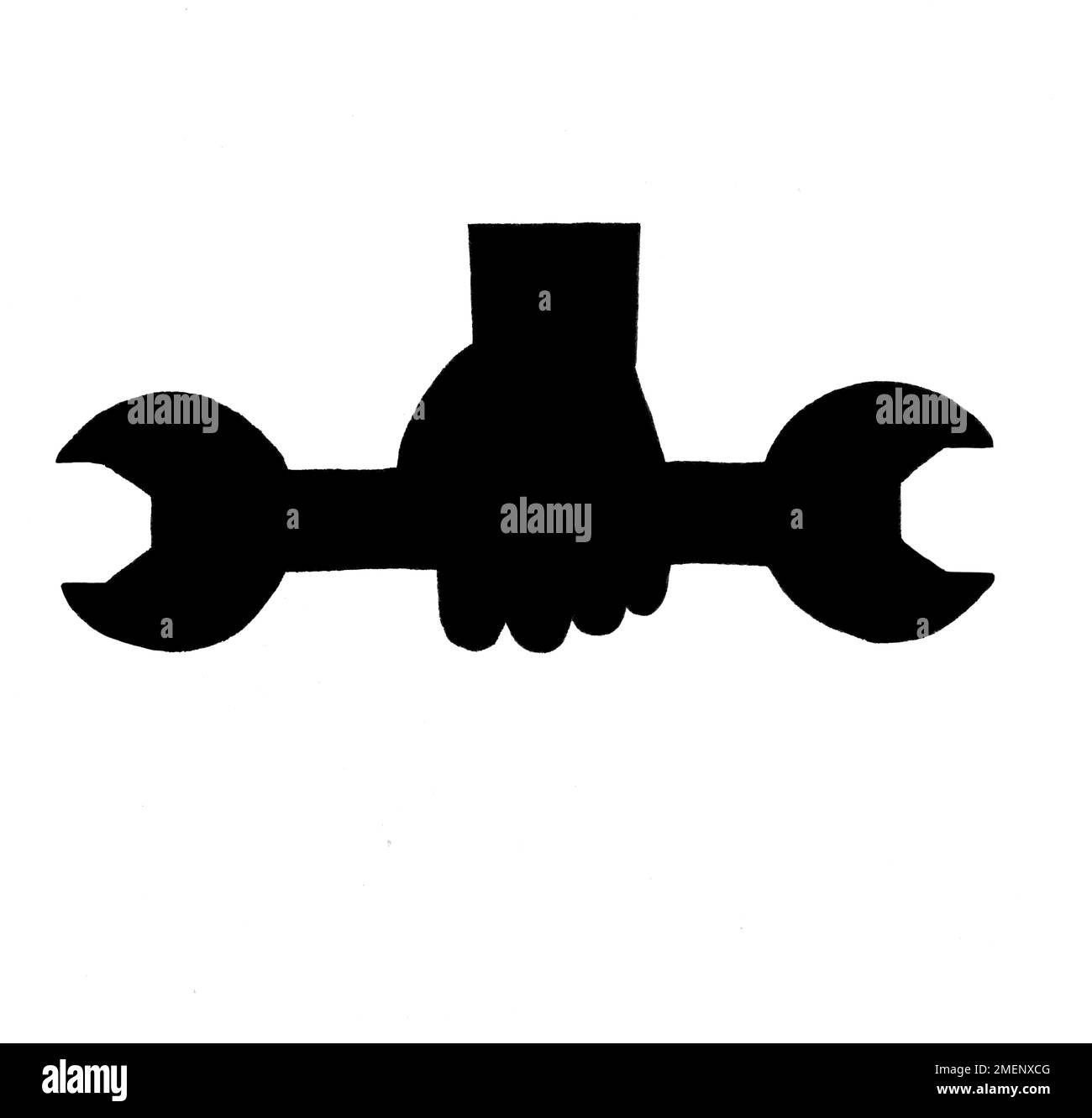 Schwarz-weiße Darstellung des Handschlüssels Stockfoto