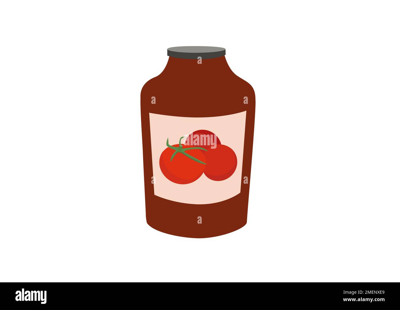 Abbildung einer Flasche Tomatensoße Stockfoto