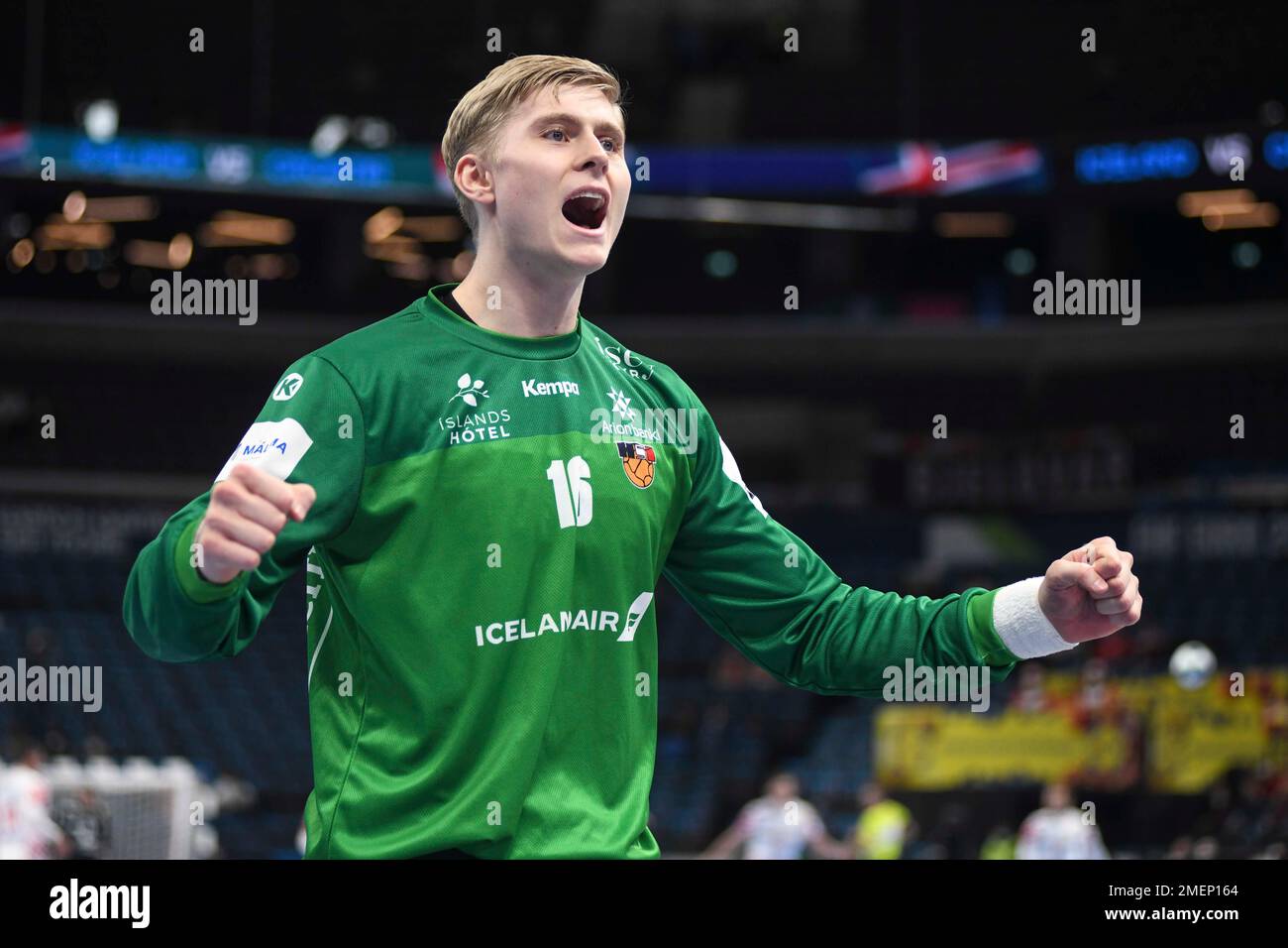 Viktor Hallgrimsson (Island). EHF Euro 2022. Hauptrunde Stockfoto