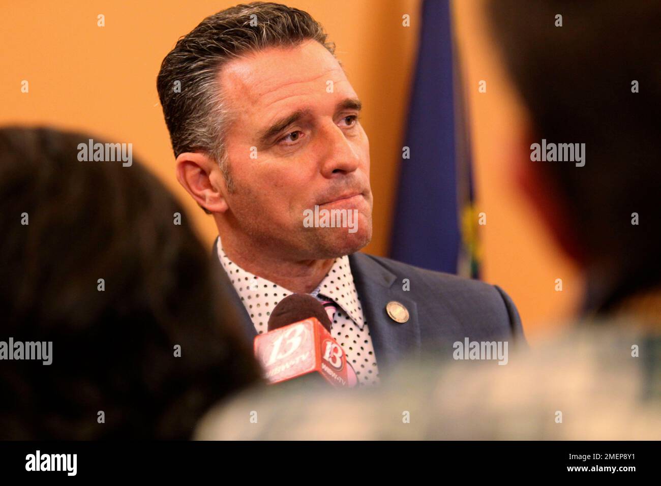 Kansas Senate President Ty Masterson, RAndover, ponders a question(02)