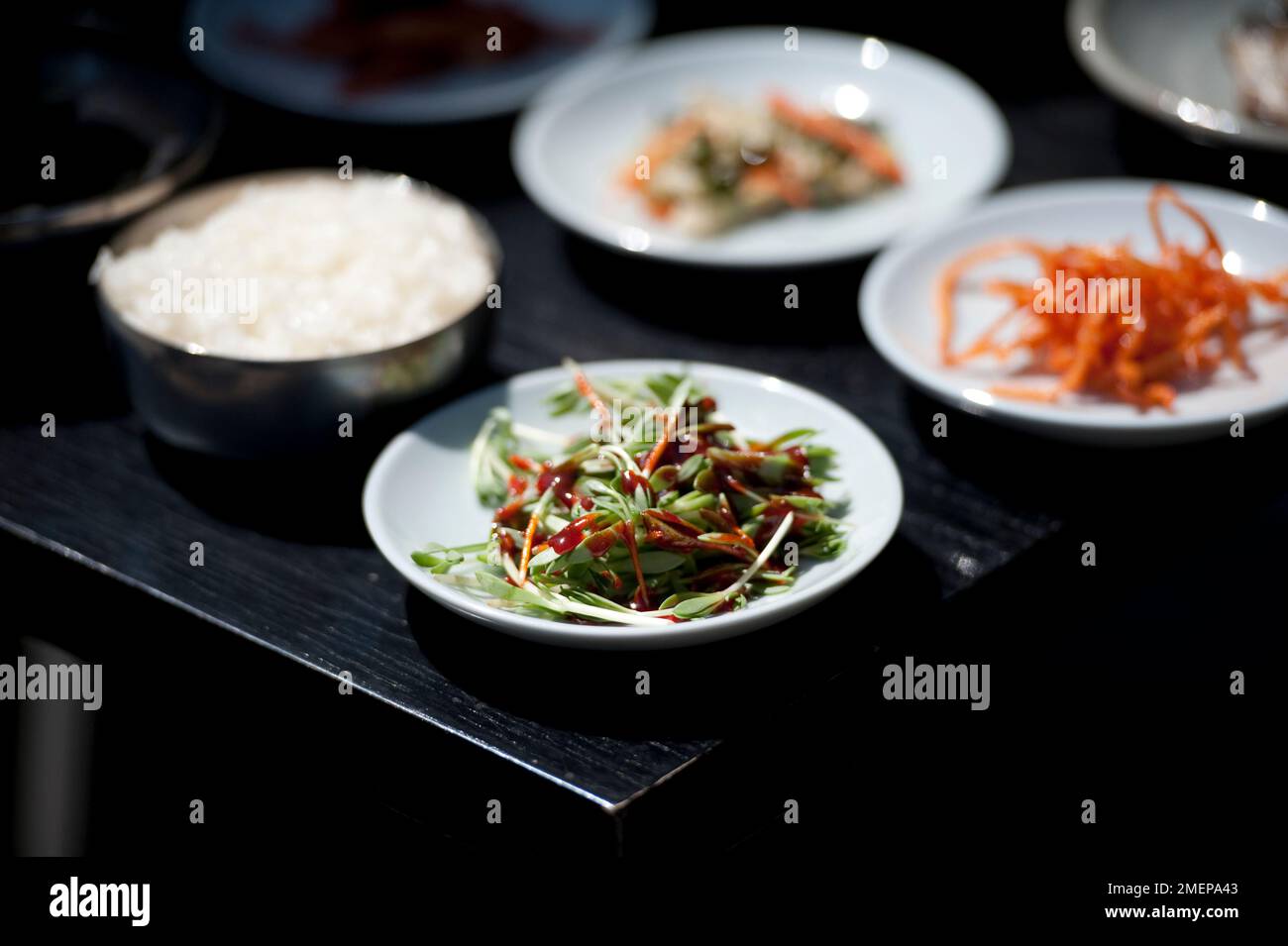 Südkorea, Seoul, Bukchon Hanok Village, Restaurant, probieren Sie Gerichte Stockfoto