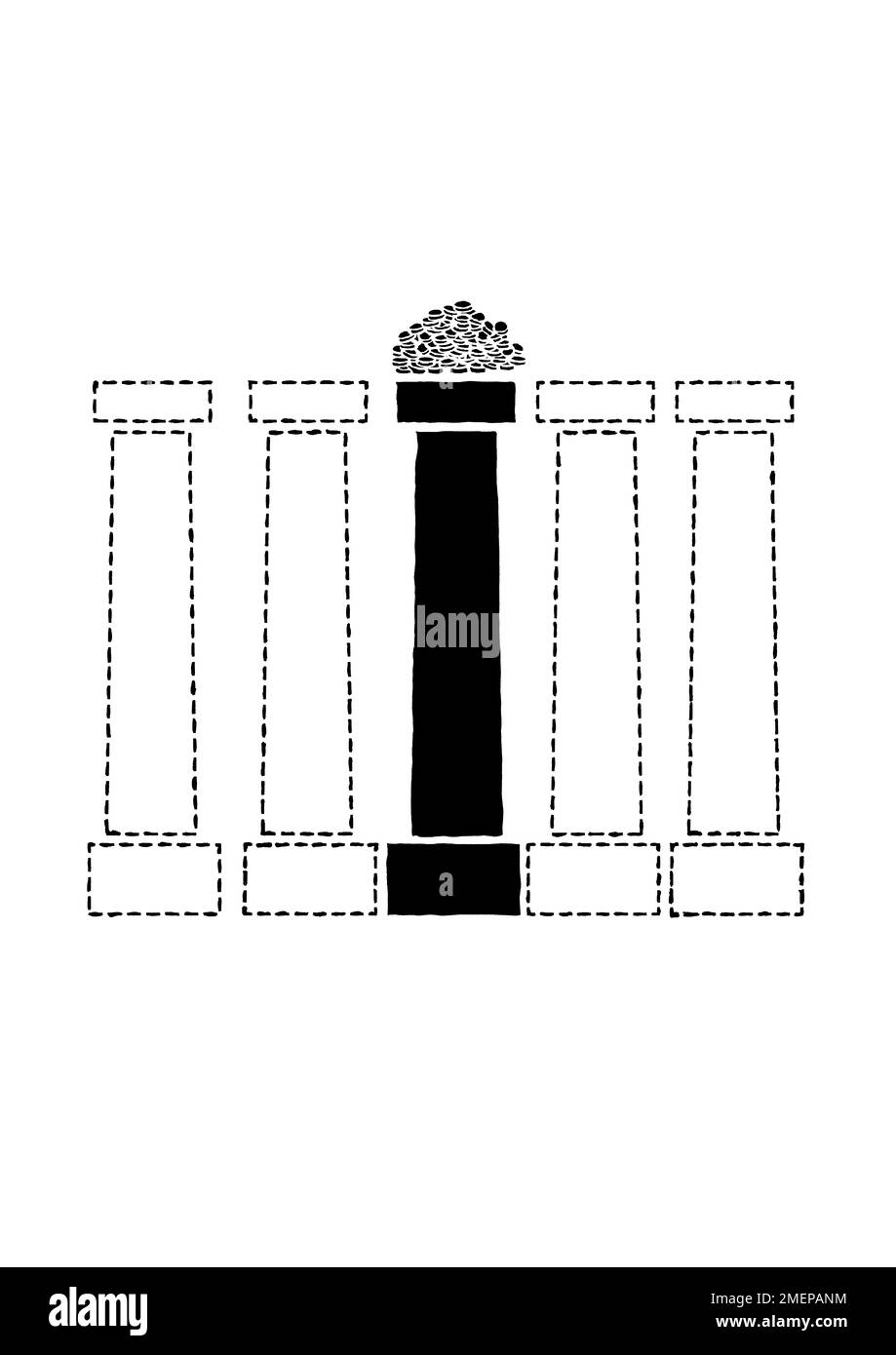 Die Abbildung zeigt die fünf Säulen des Islam, die Zakat. Stockfoto