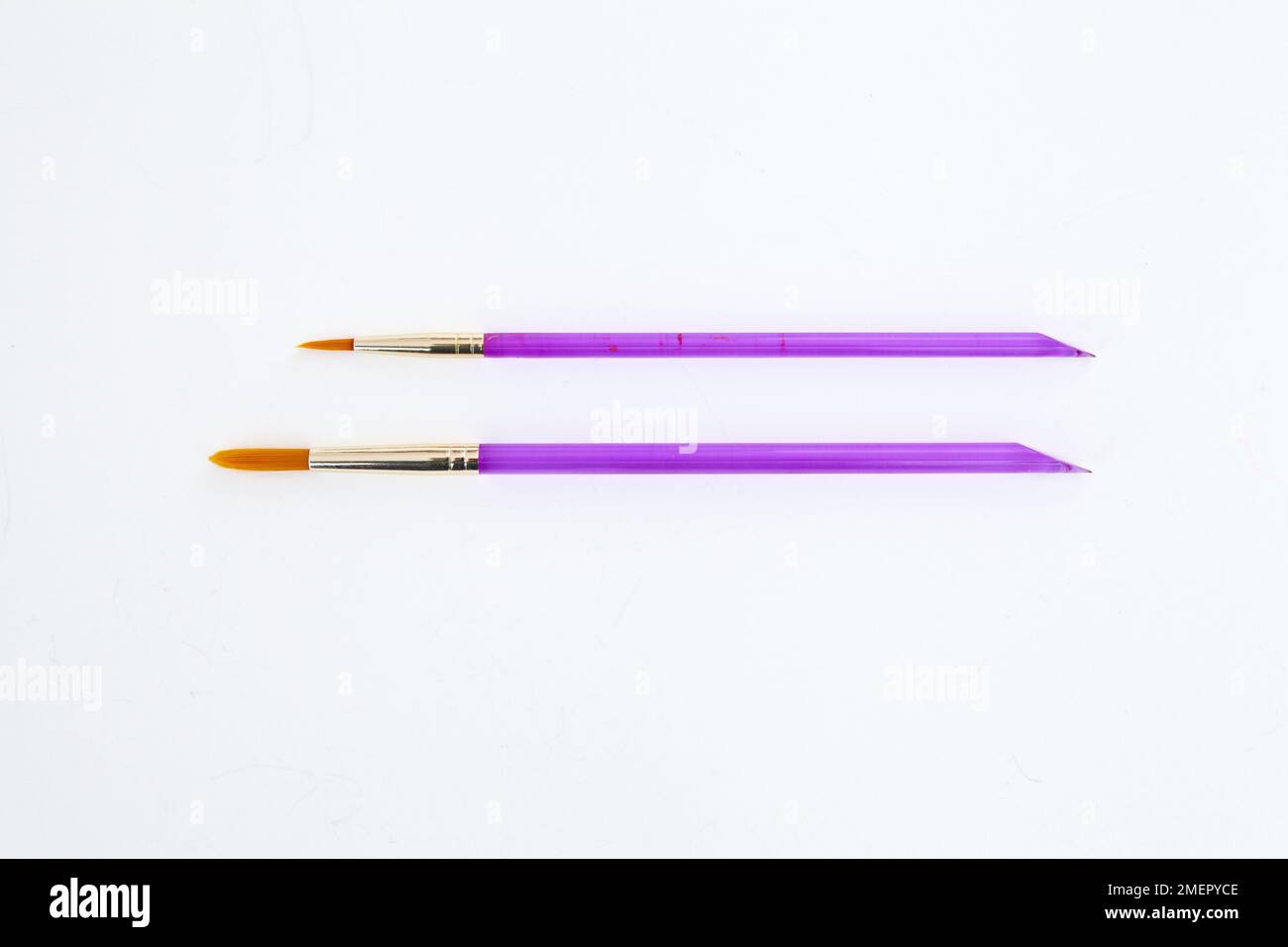 Zwei Malerpinsel, Nahaufnahme Stockfoto